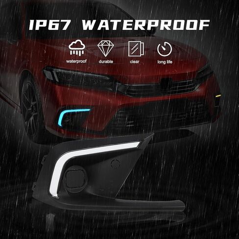 Daytime Running Lights For Honda Civic 2021 2022 2023 Fog Light Tri-Colors DRL With White LED Lamp Blub LA-Style Front Fog Light with Bezel in Saudi Arabia