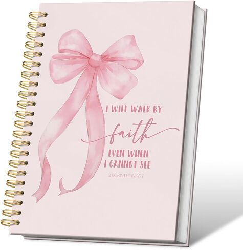 Vontp Pink Bow دفتر ، Christian Bible Verse Notebook Hardcover ، College حكمت مجلة الكمبيوتر الدفترية للكتابة ، الهدايا المسيحية للنساء الفتيات في سن المراهقة ، 5.5 × 8.3 in Saudi Arabia