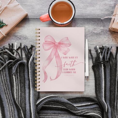 Vontp Pink Bow دفتر ، Christian Bible Verse Notebook Hardcover ، College حكمت مجلة الكمبيوتر الدفترية للكتابة ، الهدايا المسيحية للنساء الفتيات في سن المراهقة ، 5.5 × 8.3 in Saudi Arabia