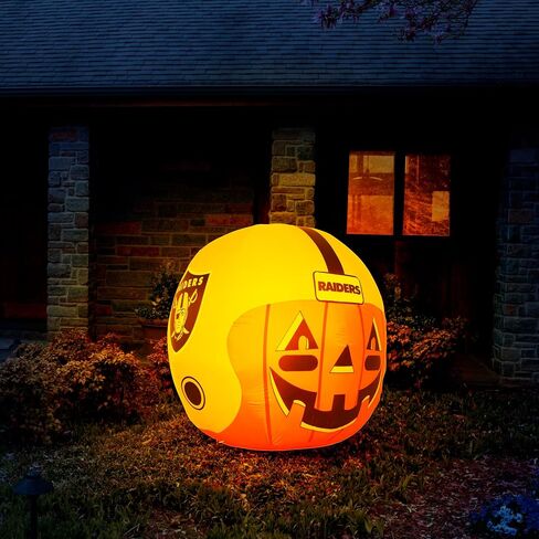NFL Las Vegas Raiders 4ft Inflatable Jack-O’-Helmet with LED Lights & Built-in Blower - Halloween Merchandise Decor Ideal for Lawn, Front Yard, and Backyard Party Decoration in Saudi Arabia