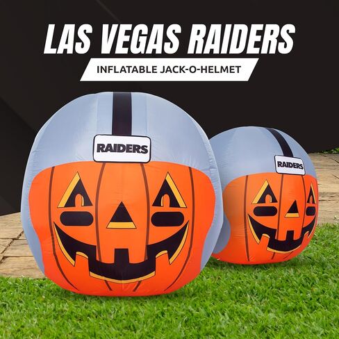 NFL Las Vegas Raiders 4ft Inflatable Jack-O’-Helmet with LED Lights & Built-in Blower - Halloween Merchandise Decor Ideal for Lawn, Front Yard, and Backyard Party Decoration in Saudi Arabia