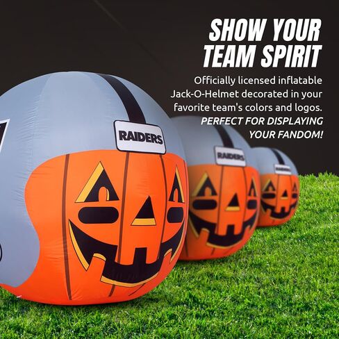 NFL Las Vegas Raiders 4ft Inflatable Jack-O’-Helmet with LED Lights & Built-in Blower - Halloween Merchandise Decor Ideal for Lawn, Front Yard, and Backyard Party Decoration in Saudi Arabia