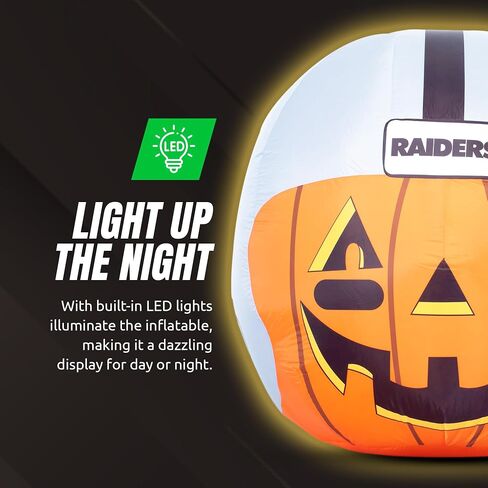 NFL Las Vegas Raiders 4ft Inflatable Jack-O’-Helmet with LED Lights & Built-in Blower - Halloween Merchandise Decor Ideal for Lawn, Front Yard, and Backyard Party Decoration in Saudi Arabia