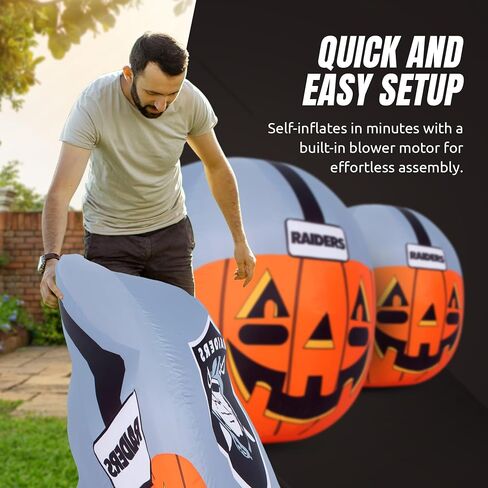 NFL Las Vegas Raiders 4ft Inflatable Jack-O’-Helmet with LED Lights & Built-in Blower - Halloween Merchandise Decor Ideal for Lawn, Front Yard, and Backyard Party Decoration in Saudi Arabia
