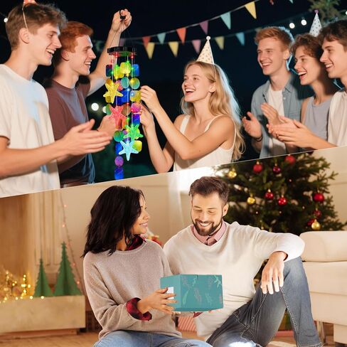Solar Starfish Wind Chimes for Outside Mobile Shells Wind Chimes Hanging Decorative Lights for Holiday Garden Porch Yard Window Party Outdoor Decor, Gift for Mom Grandma Wife Girlfriend Neighbors in Saudi Arabia