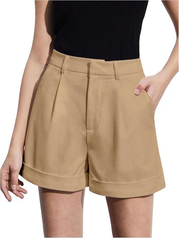 Verdusa Women's Elastic High Waist Pleated Wide Leg Shorts with Pocket in Saudi Arabia