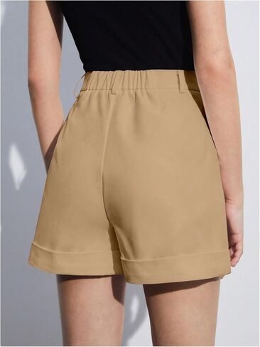 Verdusa Women's Elastic High Waist Pleated Wide Leg Shorts with Pocket in Saudi Arabia