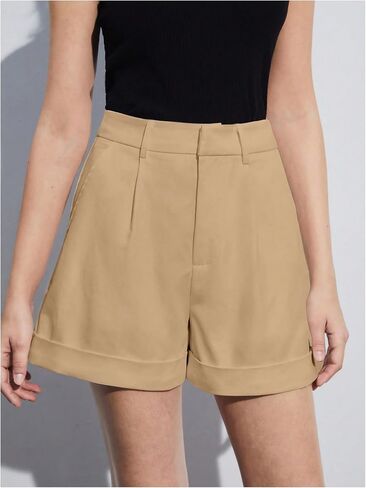 Verdusa Women's Elastic High Waist Pleated Wide Leg Shorts with Pocket in Saudi Arabia