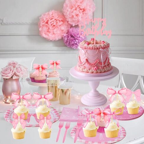 78pcs زخارف عيد ميلاد Coquette مع لوحات القوس الوردي مناديل ومسارات كب كيك لموضوع القوس coquett in Kuwait
