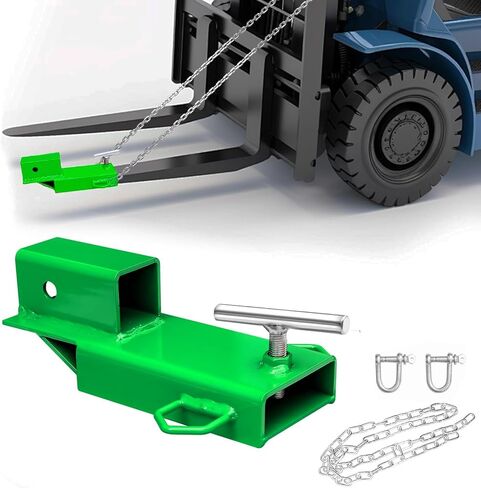 Forklift Trailer Hitch Attachment, 2 Inch Hitch Receiver Pallet Fork Trailer Towing Adapter with Safety Chain,1PC(Black) in Kuwait