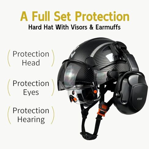 خوذة السلامة الصناعية مع فطائر الأذن القبعة الصلبة مع Visor Vented OSHA المعتمدة من Hardhats أعمال البناء حماية رئيس ANSI/ISEA Z89.1 in Kuwait