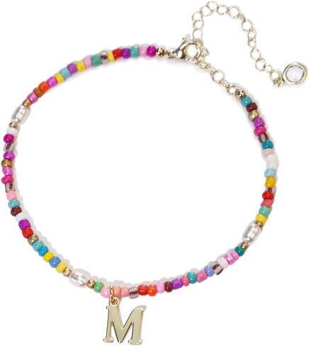 Ankle Bracelets for Women - Cute Pearl Beads Anklets for Women Waterproof Gold, Initial Colorful Boho Beaded Non Tarnish Foot Chain Anklet | Summer Colorful Jewelry Gift in Kuwait