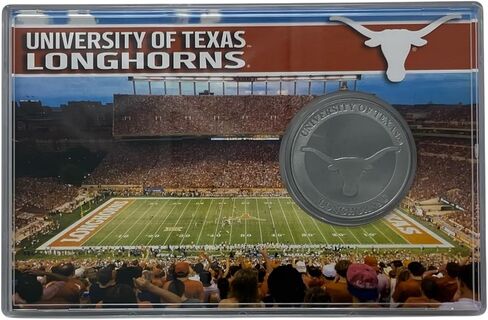 Highland Mint NCAA Texas Longhorns 4 "X 6" Stadium Challenge Coin مع حامي وحجم واحد وألوان الفريق in Kuwait