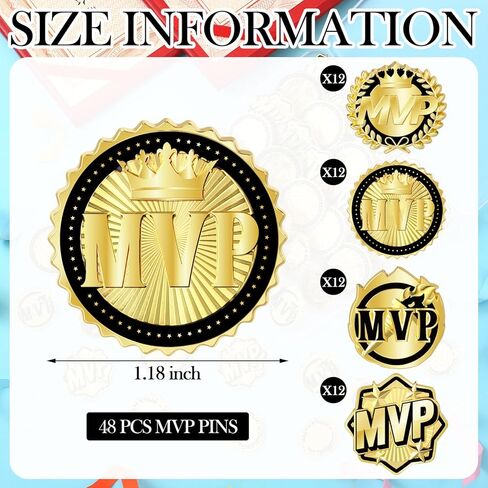 دبابيس الذهب MVP مع الفراشة Clasp & Clear Pox Champion Pins for Baseball Football Softball Basketball Cootball Award for Sport in Kuwait