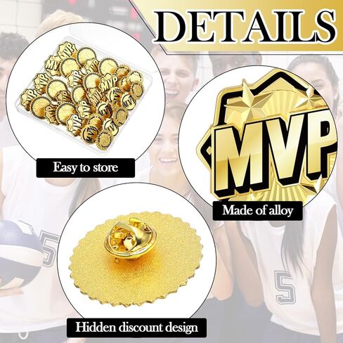 دبابيس الذهب MVP مع الفراشة Clasp & Clear Pox Champion Pins for Baseball Football Softball Basketball Cootball Award for Sport in Kuwait