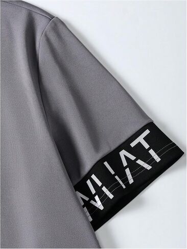 Men's 2 Piece Outfit Letter Graphic Short Sleeve T Shirts and Colorblock Track Shorts in Saudi Arabia