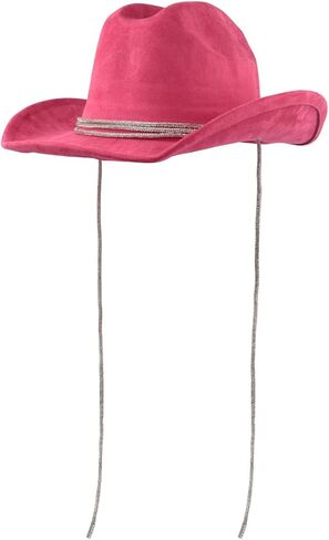 Women's Classic Wide Brim Felt Fedora Travel Western Fashion Hat, Adjustable Hat Band Rhinestone Glittered Lace in Saudi Arabia