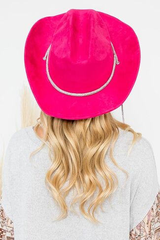 Women's Classic Wide Brim Felt Fedora Travel Western Fashion Hat, Adjustable Hat Band Rhinestone Glittered Lace in Saudi Arabia