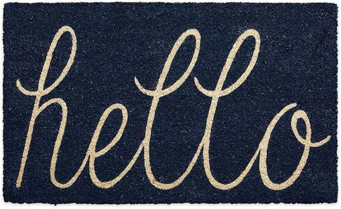 DII Hello Coir Fiber Doormat Non-Slip Durable Outdoor/Indoor, Pet Friendly, 18x30, Aqua in Saudi Arabia