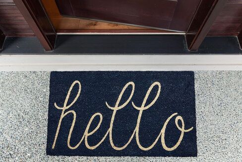 DII Hello Coir Fiber Doormat Non-Slip Durable Outdoor/Indoor, Pet Friendly, 18x30, Aqua in Saudi Arabia