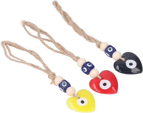 Aramox Eye Heart Car شنقًا معلقة من أجل حظ سعيد والبركات 3pcs للسيارة الخلفية المرآة مرآة معلقة للديكور (أحمر أصفر أسود) in Saudi Arabia