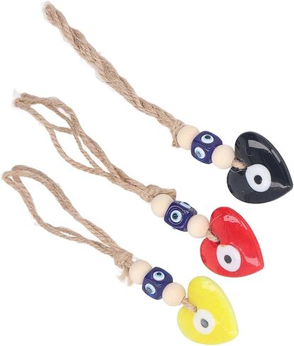 Aramox Eye Heart Car شنقًا معلقة من أجل حظ سعيد والبركات 3pcs للسيارة الخلفية المرآة مرآة معلقة للديكور (أحمر أصفر أسود) in Saudi Arabia
