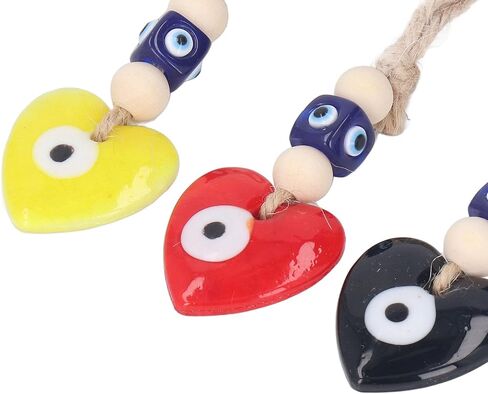 Aramox Eye Heart Car شنقًا معلقة من أجل حظ سعيد والبركات 3pcs للسيارة الخلفية المرآة مرآة معلقة للديكور (أحمر أصفر أسود) in Saudi Arabia