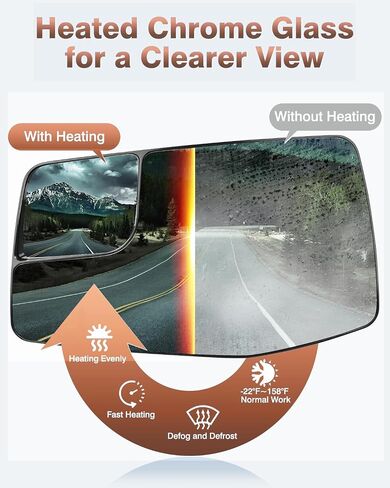 Passenger Side Mirror Glass Replacement for 2019 2020 2021 2022 2023 Chevy Silverado GMC Sierra 1500 2500 3500HD, Right Convex Heated Mirror with Backplate, Replaces 84309709 in Saudi Arabia
