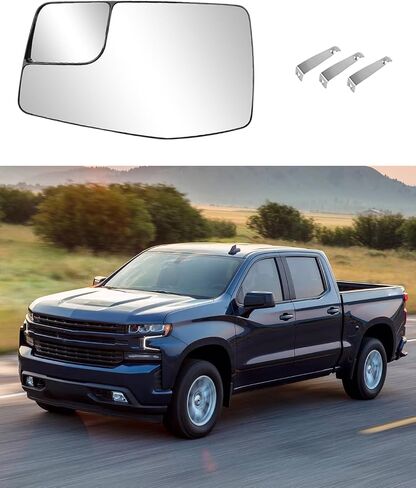 Passenger Side Mirror Glass Replacement for 2019 2020 2021 2022 2023 Chevy Silverado GMC Sierra 1500 2500 3500HD, Right Convex Heated Mirror with Backplate, Replaces 84309709 in Saudi Arabia