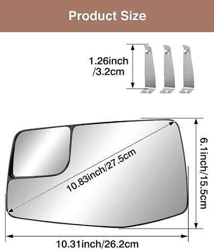 Passenger Side Mirror Glass Replacement for 2019 2020 2021 2022 2023 Chevy Silverado GMC Sierra 1500 2500 3500HD, Right Convex Heated Mirror with Backplate, Replaces 84309709 in Saudi Arabia