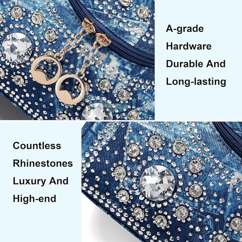 محفظة بلينغ راينستون للنساء حقيبة كتف مسائية كيس كتف متألقة بلورات حفلات الزفاف الكريستالية in Kuwait