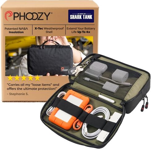 Phoozy Premium Tech Pouch & Cable Organizer Bag للحصول على ملحقات السفر | حماية الطقس البارد لضروريات السفر الخاصة بك | مقاوم للتسرب ومدفئ الطقس مع وسادة انزلاق للقبضة والمتانة (أسود) in Saudi Arabia
