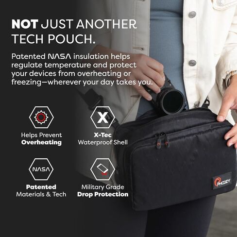 Phoozy Premium Tech Pouch & Cable Organizer Bag للحصول على ملحقات السفر | حماية الطقس البارد لضروريات السفر الخاصة بك | مقاوم للتسرب ومدفئ الطقس مع وسادة انزلاق للقبضة والمتانة (أسود) in Saudi Arabia