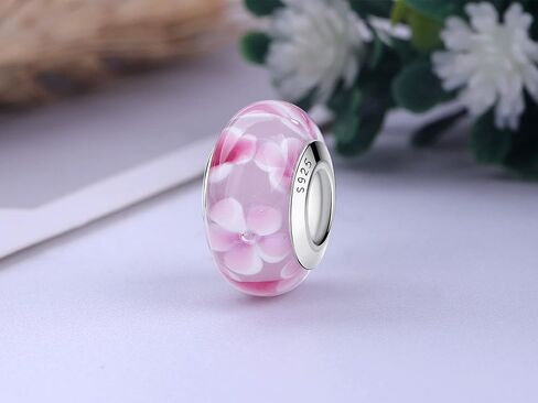 Nbsameng S925 Sterling Silver Murano Glass Charms Bead Compatible for Pandora Bracelets and Necklaces, DIY Holiday Gifts for Women,light blue Glazed Beads in Saudi Arabia