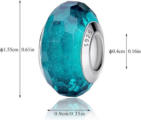 Nbsameng S925 Sterling Silver Murano Glass Charms Bead Compatible for Pandora Bracelets and Necklaces, DIY Holiday Gifts for Women,light blue Glazed Beads in Saudi Arabia
