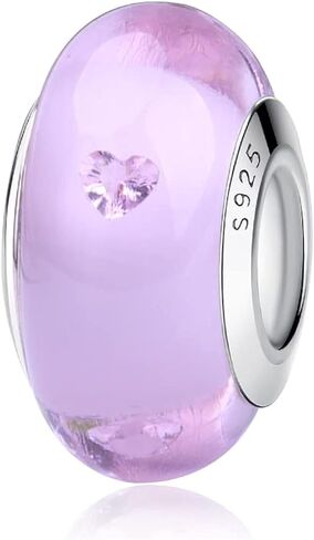 Nbsameng S925 Sterling Silver Murano Glass Charms Bead Compatible for Pandora Bracelets and Necklaces, DIY Holiday Gifts for Women,light blue Glazed Beads in Saudi Arabia