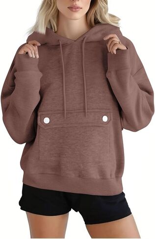 YRAETENM Hoodies for Women Fleece Long Sleeve Sweatshirts Comfy Casual Basic Pullover Tops Fall Fashion Outfits with Pockets in Saudi Arabia