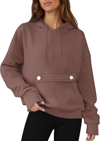 YRAETENM Hoodies for Women Fleece Long Sleeve Sweatshirts Comfy Casual Basic Pullover Tops Fall Fashion Outfits with Pockets in Saudi Arabia