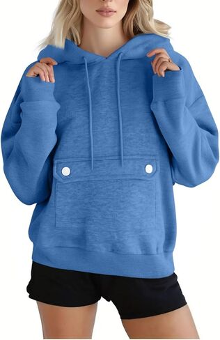 Hraetenm هوديز للنساء الصوف جوبت الأكمام طويلة الأكمام المريحة قمم pullover الأساسية الأساسي in Kuwait