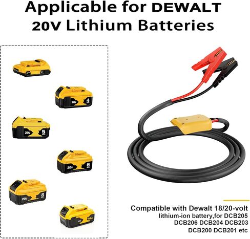 Jumper Cables with Adapter for Dewalt 20V Battery, 2FT 8AWG Portable Battery Dewalt Jumper Starter Automotive Booster Cables Power for Car Jump Starting Using Tool in Saudi Arabia