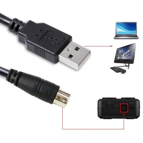 USB-C إلى Mini-Din 7 Pin Cable لسلسلة IK Multimedia Irig ، متوافقة مع HD ، HD-A ، Keys I/O 25 ، I/O49 ، Midi 2 ، Pro ، Pro Duo ، Pro Duo I/O ، Pro I/O ، Stream Pro (USB-C to Min Din ، 6ft) in Kuwait