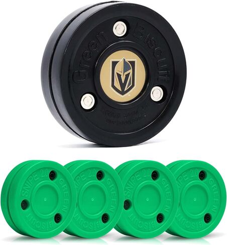 Green Biscuit 4-Pack Snipe New 2.0 Off Ice Hockey Pucks with 1 NHL Puck, Street Hockey Puck for Stickhandling and Shooting Practices - Official in Saudi Arabia