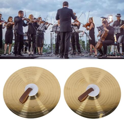 WALFRONT 2Pcs Cymbals Alloy Hand Held Drum Cymbals with Hand Strap 14 Inch Enhance Performance for Marching Bands Orchestras Music Students in Saudi Arabia
