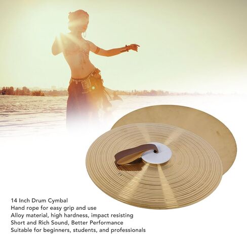 WALFRONT 2Pcs Cymbals Alloy Hand Held Drum Cymbals with Hand Strap 14 Inch Enhance Performance for Marching Bands Orchestras Music Students in Saudi Arabia