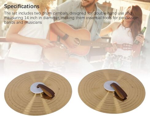 WALFRONT 2Pcs Cymbals Alloy Hand Held Drum Cymbals with Hand Strap 14 Inch Enhance Performance for Marching Bands Orchestras Music Students in Saudi Arabia