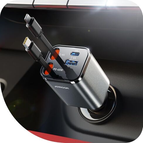JOYROOM Retractable Car Charger 84W Car Charger USB C Fast Charge 4 in 1 in Kuwait