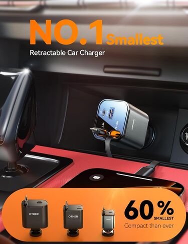JOYROOM Retractable Car Charger 84W Car Charger USB C Fast Charge 4 in 1 in Kuwait