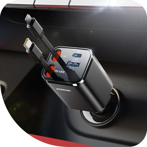 [2026 Ultra-Compact] JOYROOM Retractable Car Charger 84W Car Charger USB C for iPhone 16 17 Fast Charging, Car Accessories, Car Adapter Travel Essentials Gifts for Women Men, for iPhone 17 16 15 14 13 | [2026 Ultra-Compact] [180°Adjustable] Car Accessorie in Kuwait