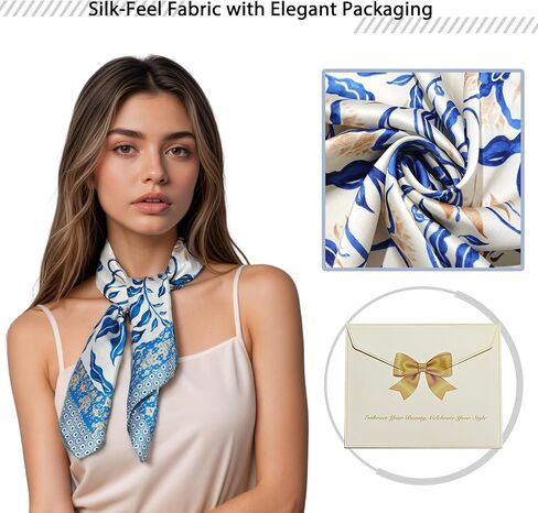 Silk-Like Bandana Scarf for Women - Soft, Lightweight, Multipurpose Head & Neck Scarf, Hair Accessory & Handbag Decor​​ in Kuwait