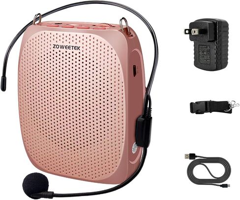 Zoweetek ZW-Z258 محمولة مضخم صوت مصغر قابل لإعادة الشحن للمعلمين مع سماعات سماعة ميكروفون سلكية وخصر ، يدعم صوت تنسيق MP3 لخطاب الكلام والفئة والتدريب والدليل السياحي ومكبر الصوت in Kuwait